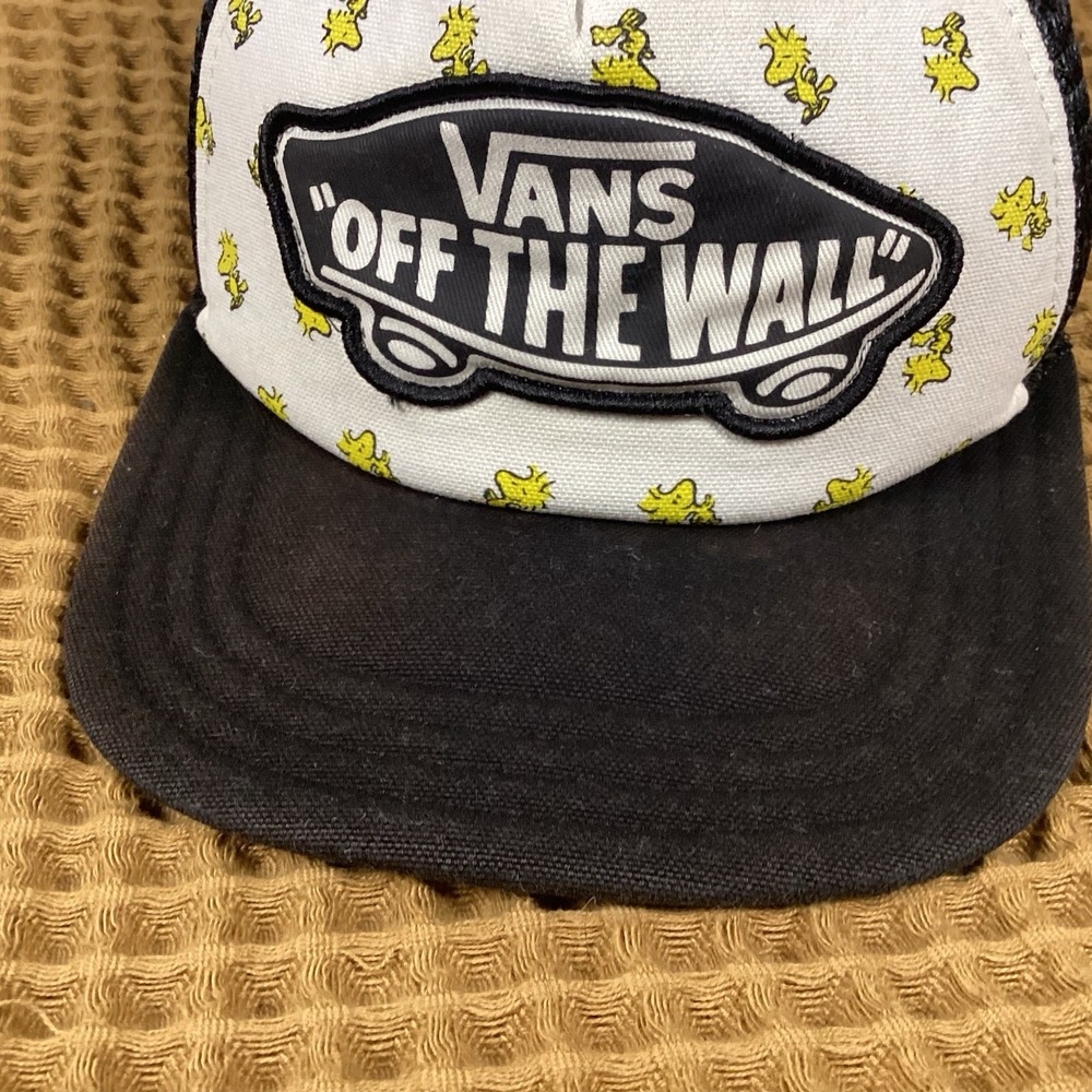 Vans Off The Wall Hat Cap Mens One Size Black Mesh Peanuts Schulz Woodstock - Picture 5 of 6